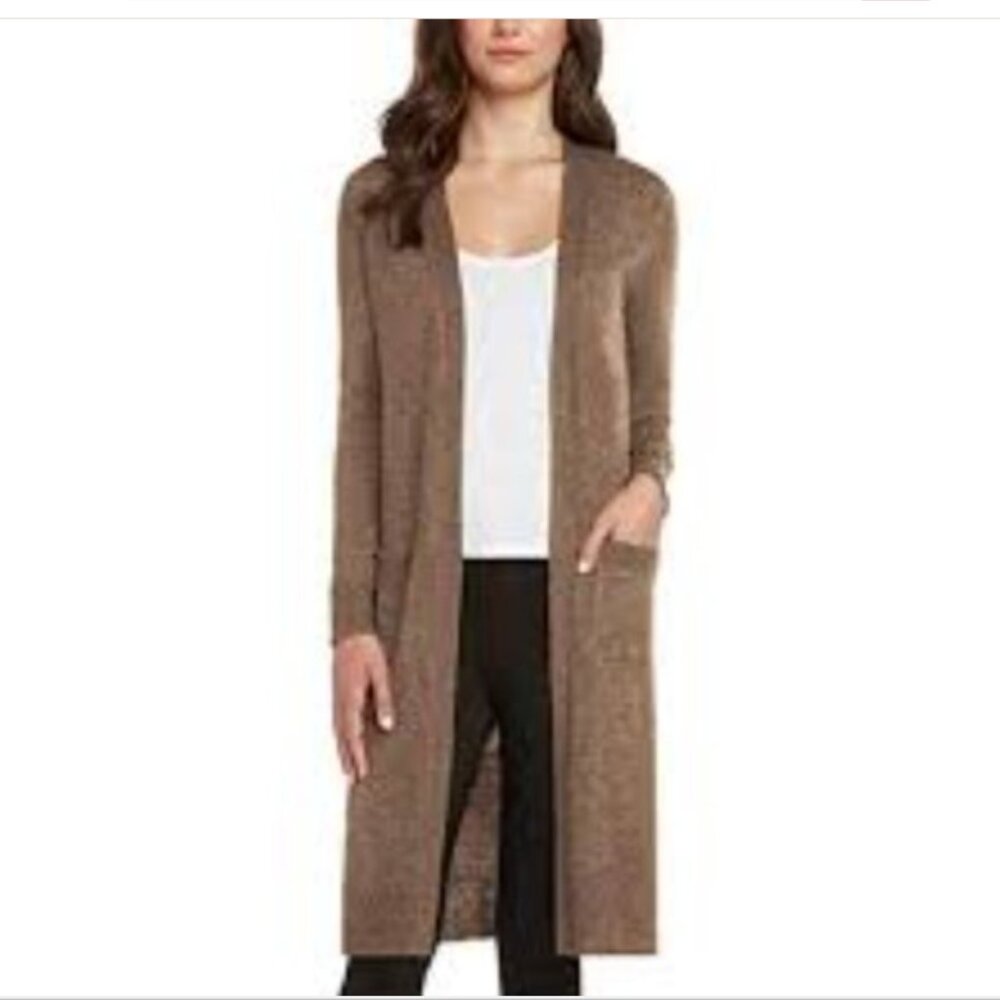 NEW WOMEN'S MATTY M DUSTER OPEN FRONT KNIT CARDIGAN SWEATER Brown
